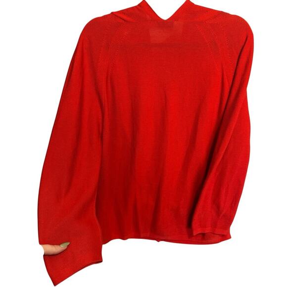 Akris Cotton V-Neck Long Sleeve Cardigan In Tomato Red Size 14 - Picture 9 of 16